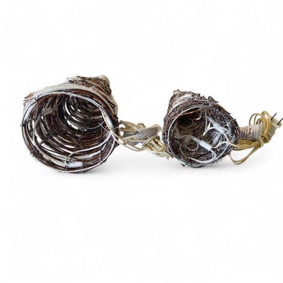 Vintage Light-Up Rustic Cone Trees Set of 2 Holiday Decor 16”/12” - Picture 6 of 6